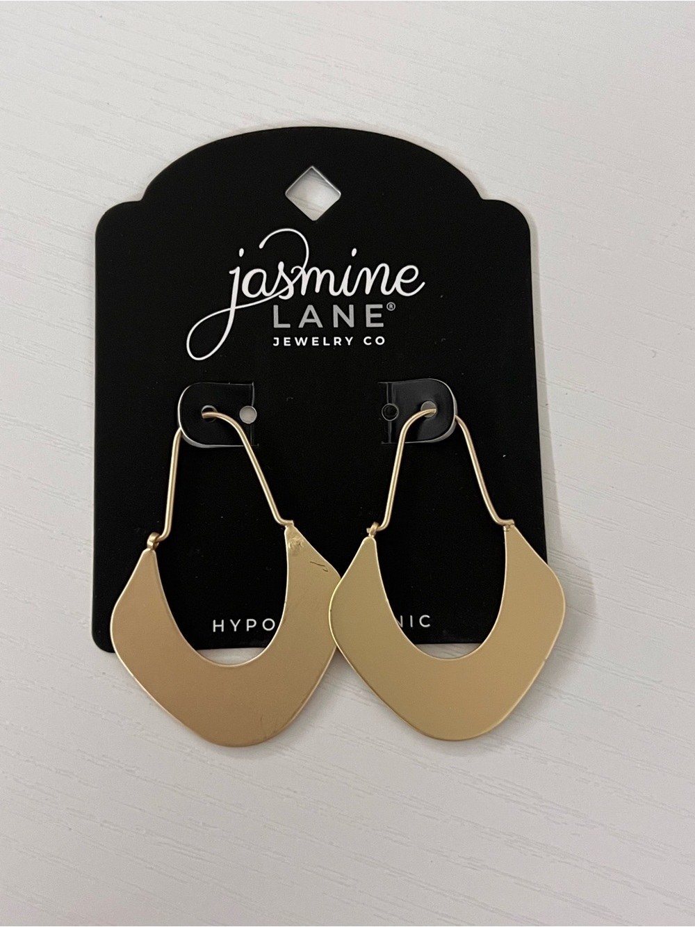 Jasmine Lane Jewelry Co Gold Tone Geometric Teardrop Earrings NWT Hypoallergenic
